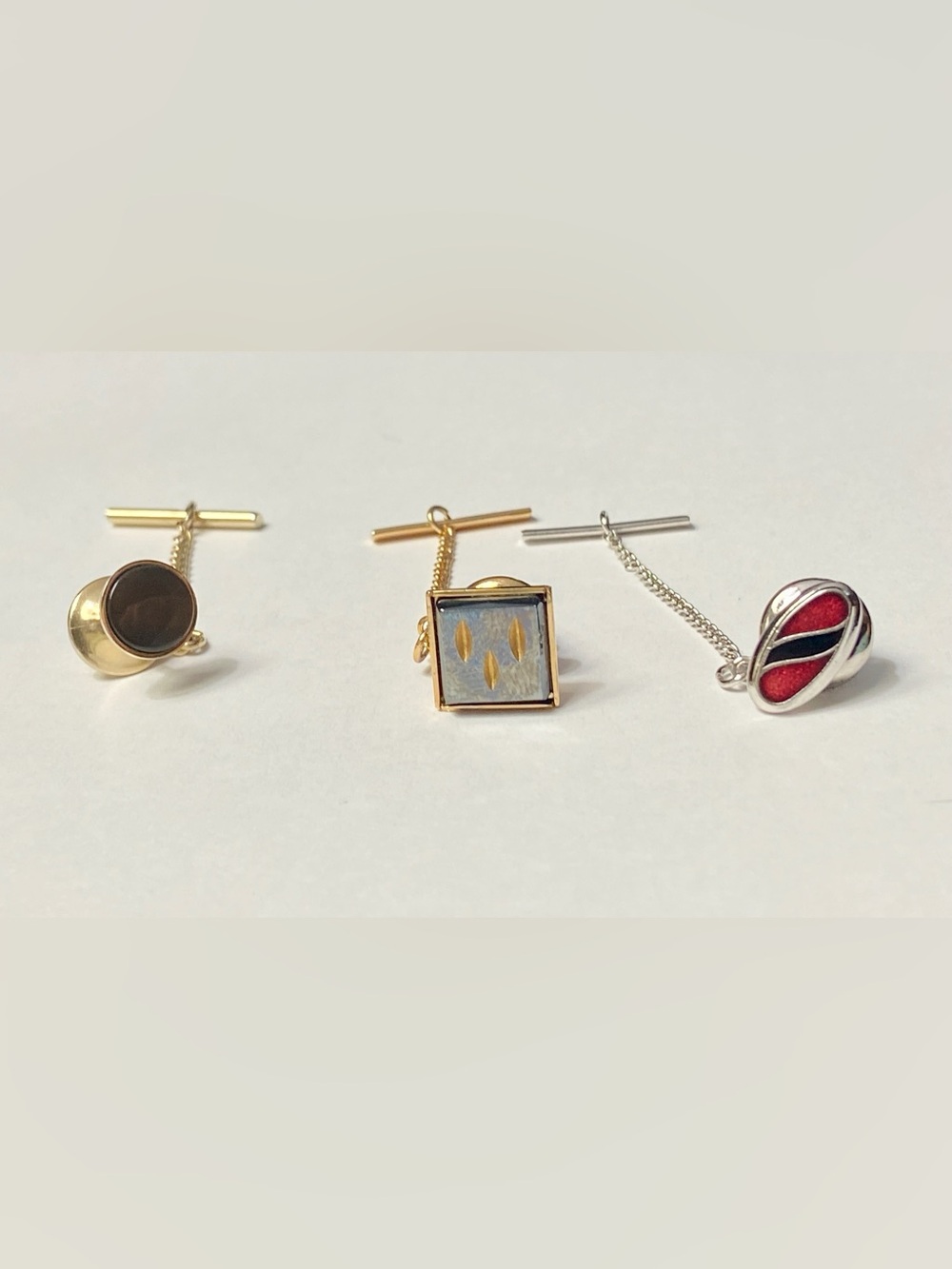 Set of 3 Vintage Midcentury Modern Men’s Tie Pins Clips